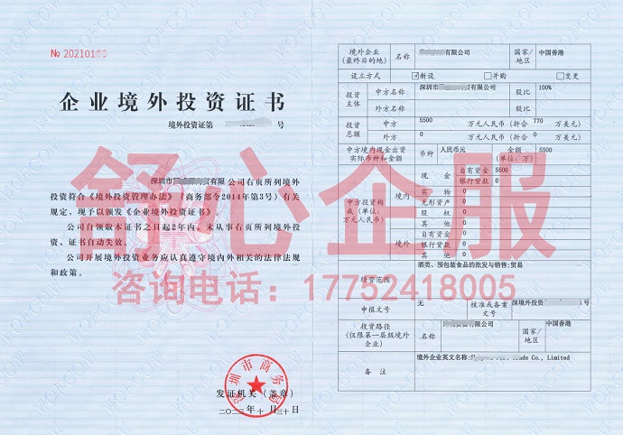 深圳企業辦理ODI備案投資香港公司770萬美元成功案例
